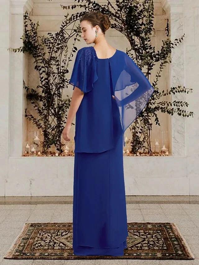 Sheath/Column Bateau Neck Floor-Length Mother of the Bride Dresses by Dreamylily