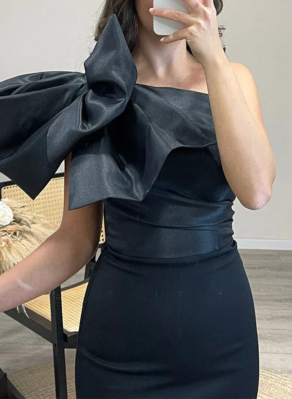 Sheath/Column One-Shoulder Satin Mother of the Bride Dresses With Knot Bow by Dreamylily