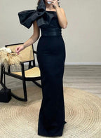 Sheath/Column One-Shoulder Satin Mother of the Bride Dresses With Knot Bow by Dreamylily