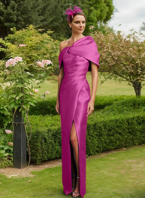 Sheath/Column One-Shoulder Floor-Length Mother of the Bride Dresses by Dreamylily
