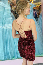 Short Backless Burgundy Formal Graduation Prom Dresses SYH77