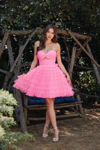 A-line sweetheart bodice tulle Tiered Dress SYH107 by vivymakudress