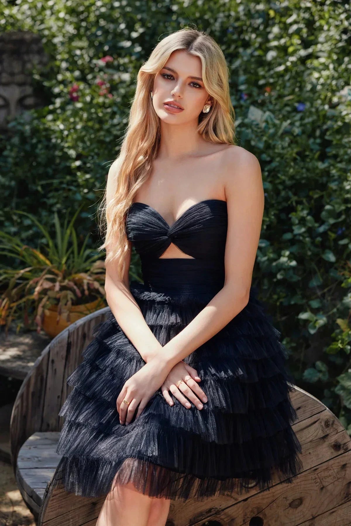 A-line sweetheart bodice tulle Tiered Dress SYH107 by vivymakudress