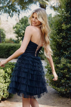 A-line sweetheart bodice tulle Tiered Dress SYH107 by vivymakudress