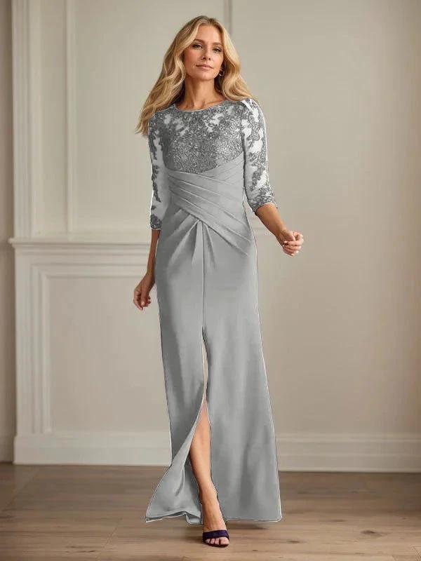 Plum Sheath Lace Stretch Crepe Mother of the Bride Dress by Dreamylily