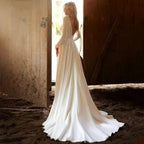 Simple Long Sleeves Wedding Dresses 2024 Sexy Deep V Neck Bridal Gown Backless Sweep Train Civil Robe De Mariee Country Marriage by payinti