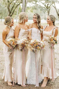 Simple Elegant Long Champagne Bridesmaid Dress BD131 by pgmdress