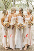 Simple Elegant Long Champagne Bridesmaid Dress BD131 by pgmdress