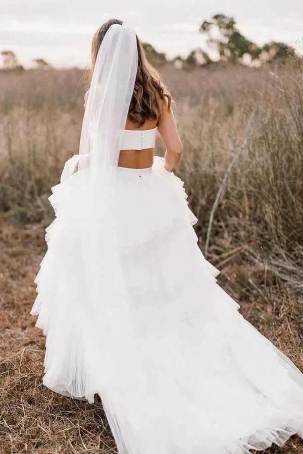 Simple Two Piece Wedding Dress Country Wedding Dress With Layered WD715 by pgmdress