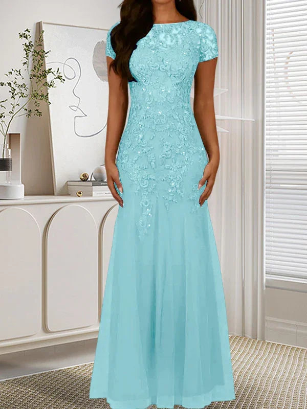 Dark Navy Mermaid Scoop Sequins Tulle Dress by Dreamylily