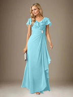 Stormy A-Line V-Neck Ruched Chiffon Dress by Dreamylily