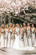 Sleek Spaghetti Straps Silk Satin Floor-length Bridesmaid Dresses BD091 by pgmdress