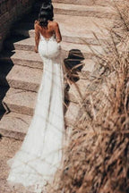 Sleeveless V-Neck Tulle Floor-Length Wedding Dress Lace by misshow.com