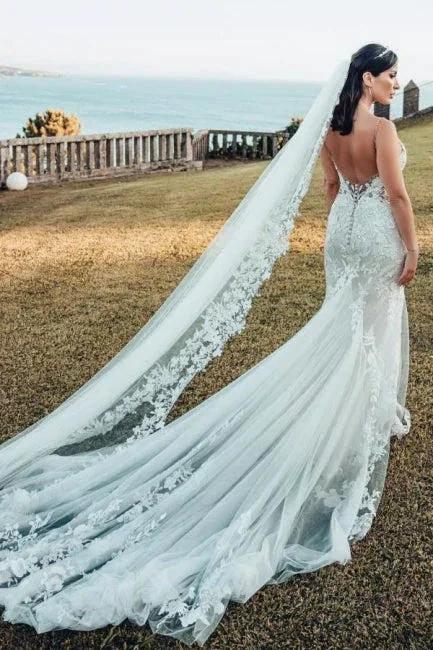Sleeveless V-Neck Tulle Floor-Length Wedding Dress Lace by misshow.com