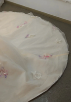 Blush Floral Strapless Ballgown Embroidered Skirt & Tulle Cape by ZAPDRESS