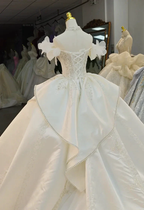 Champagne Glimmer Off-Shoulder Ballgown Crystal-Embroidered Skirt & Fringed Collar by ZAPDRESS