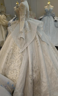 Gorgeous High-Neck Sequin Ball Gown Wedding Dress with Crystal Embroidery & Sheer Long Sleeves Ye-2021 by ZAPDRESS