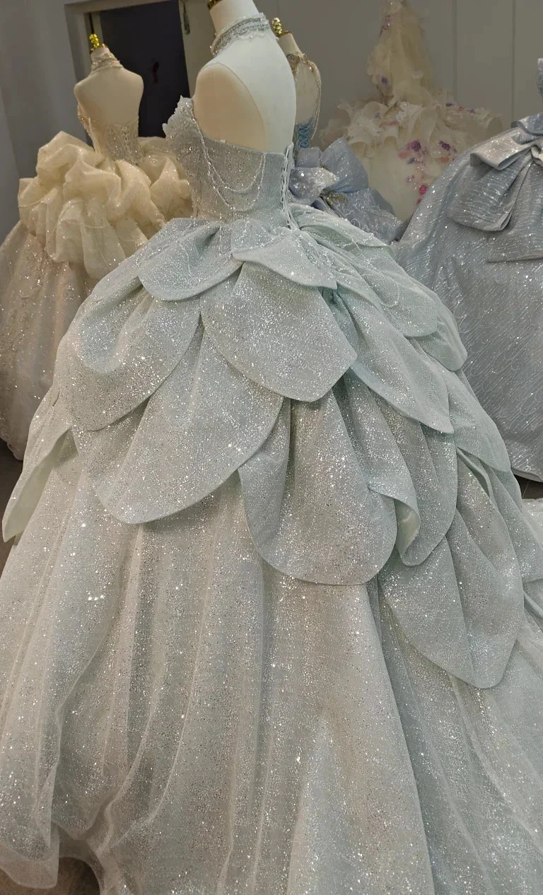 Frost Crystal Petal Ballgown by ZAPDRESS