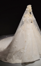 Lace Blossom Cloud Veil Gown by ZAPDRESS