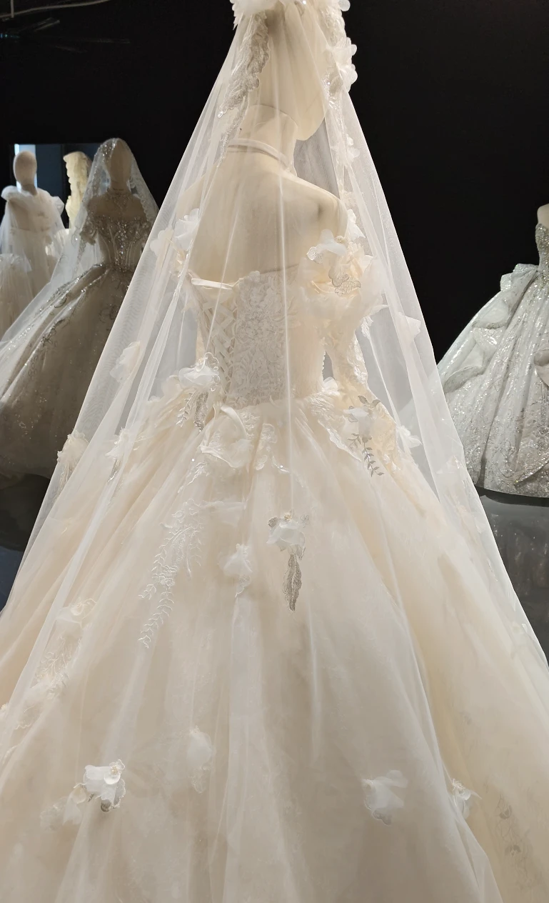Lace Blossom Cloud Veil Gown by ZAPDRESS