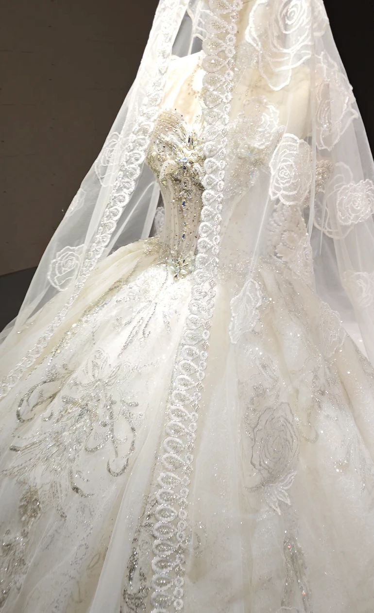 Crystal Rose Cathedral Veil Gown by ZAPDRESS