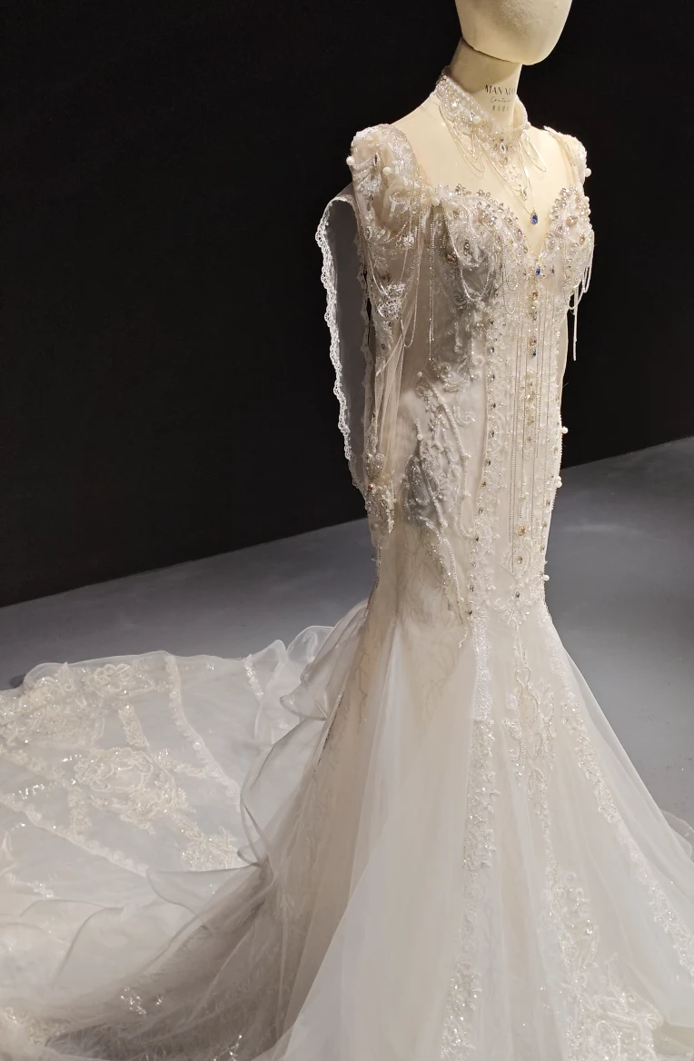 Jewel Tassel Lace Mermaid Gown by ZAPDRESS