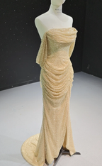 Gilded Sequin Ruffle Mermaid Gown by ZAPDRESS