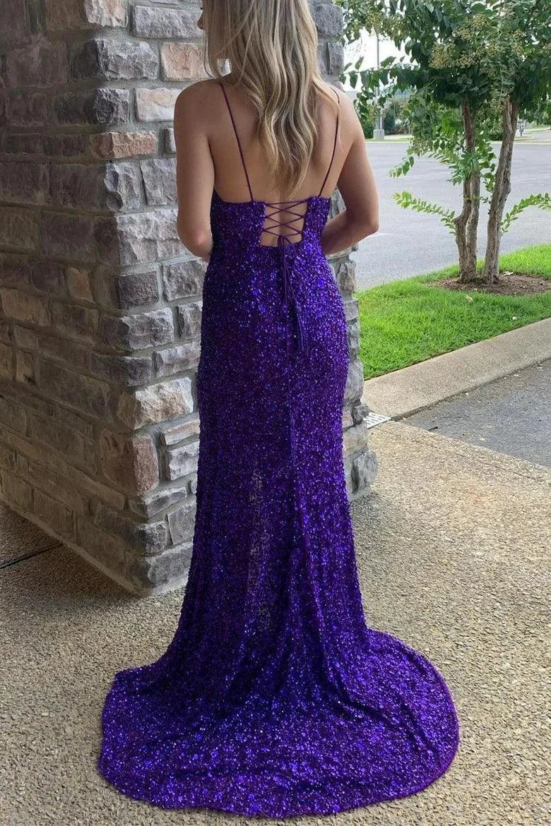 Plunging Neckline Prom Dress Long Prom Dress with Slit SYP171 by vivymakudress
