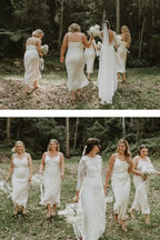 Spaghetti Straps Sheath Cowl Neck Tea Length Bridesmaid Dress BD138 by pgmdress