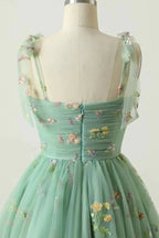 Spaghetti Straps Sleeveless A Line Tulle Floral Short Homecoming Dresses PD485 by pgmdress
