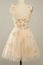 Spaghetti Straps Sleeveless A Line Tulle Floral Short Homecoming Dresses PD485 by pgmdress