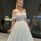 Sparkling Lace Off Shoulder Sweetheart Mopping New Wedding Dresses Bridal Gowns Backless Beautiful Appliques Sweep Train Beach by payinti