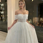 Sparkling Lace Off Shoulder Sweetheart Mopping New Wedding Dresses Bridal Gowns Backless Beautiful Appliques Sweep Train Beach by payinti