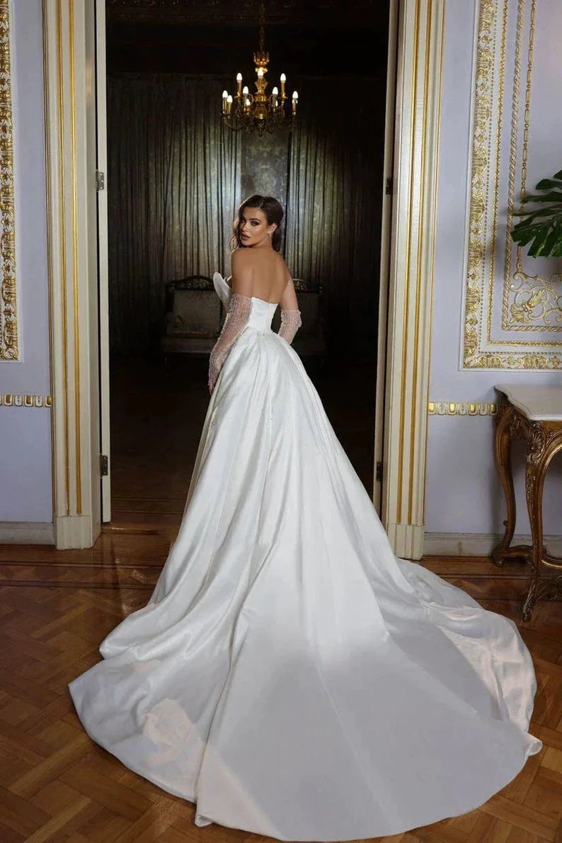 Sparkling Simple Off Shoulder Lace Mermaid Sleeveless Wedding Dresses Luxurious Sexy Sweetheart Floor Length Bridal Gown 2023 by payinti