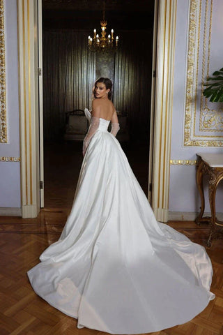Sparkling Simple Off Shoulder Lace Mermaid Sleeveless Wedding Dresses Luxurious Sexy Sweetheart Floor Length Bridal Gown 2023
