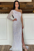 Sparkly Blue Sequind Long Sleeve Prom Dress SYP101 by vivymakudress