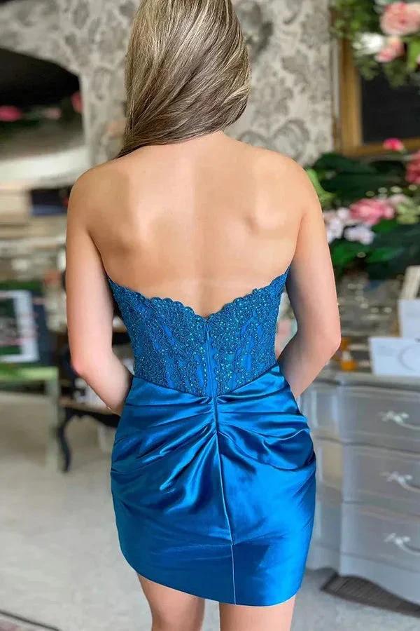 Sparkly Strapless Beaded Appliques Fuchsia Homecoming Dress PD548 by pgmdress