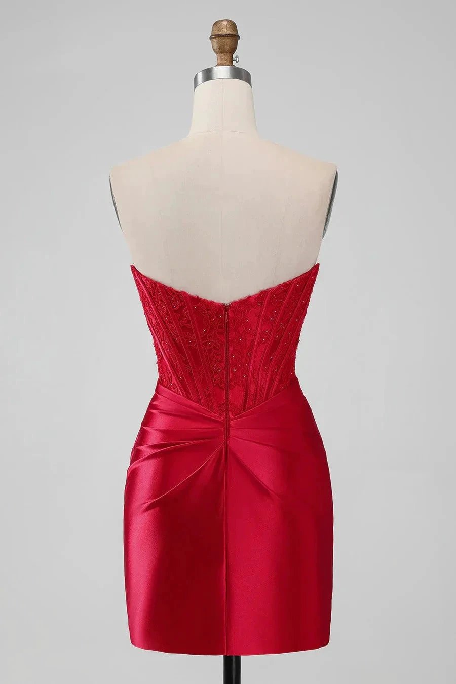 Strapless Bodycon Homecoming Dress Red Short Prom Dress PD505 by pgmdress