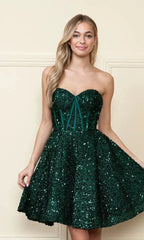 Strapless Sequin A-Line Homecoming Dress SYH86 by vivymakudress