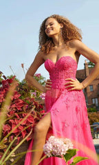 Strapless Hot Pink Prom Sweetheart Dresses VMP78 by vivymakudress
