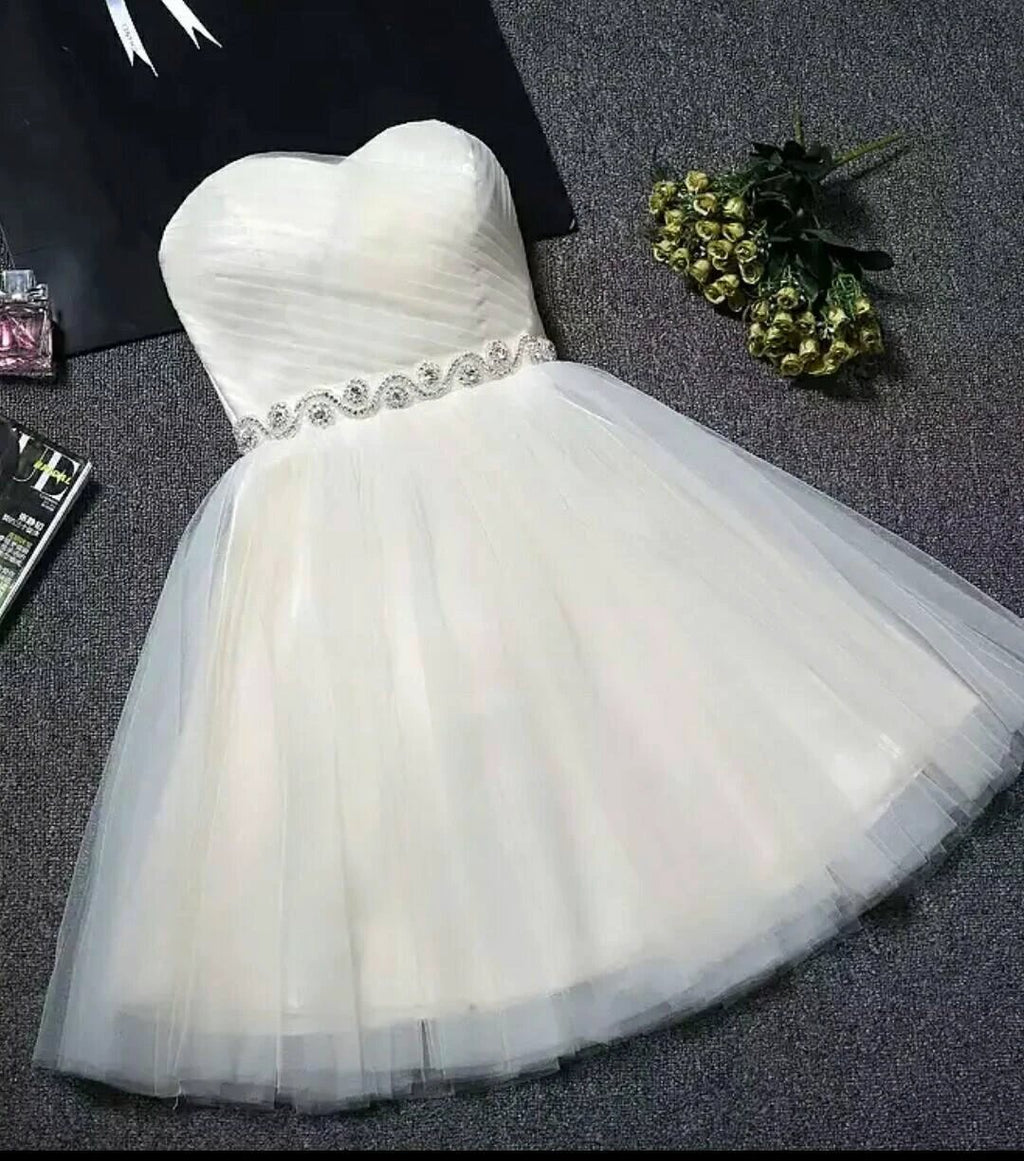 Strapless Sweetheart Neck Homecoming Dress Blush Pink Short Prom Dresses PD304 by pgmdress
