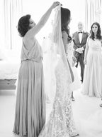 Straps Mermaid Wedding Dresses Lace Appliqued Gowns Wedding Dresses WD574