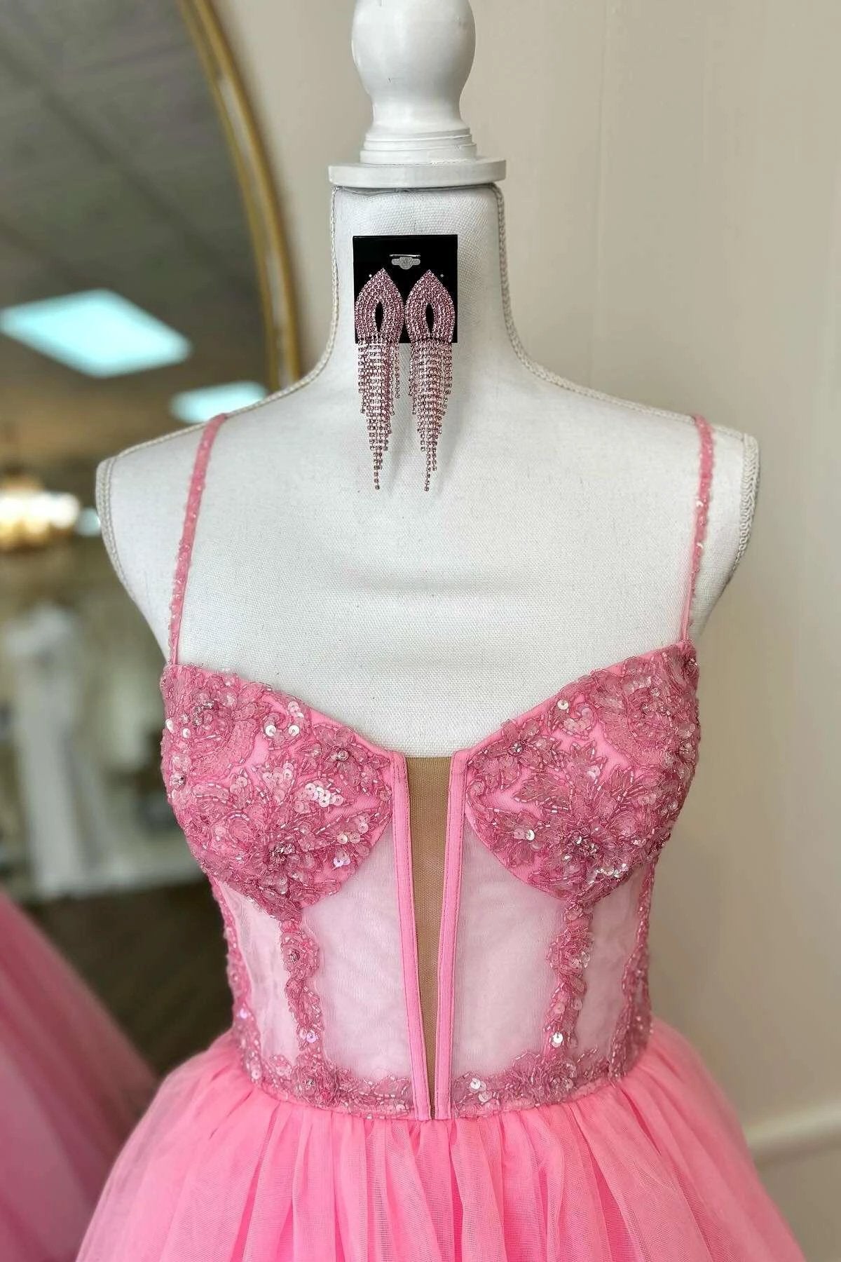 Tiered Ruffle Sequin-Embroidery Corset Long Prom Gown by KissGroup