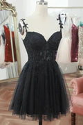 Straps Sweetheart Lace Cute Black Homecoming Dress Cocktail Dress PD541 by pgmdress