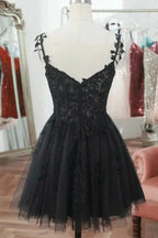 Straps Sweetheart Lace Cute Black Homecoming Dress Cocktail Dress PD541 by pgmdress