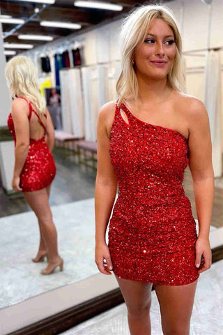 Impresionante vestido de fiesta con lentejuelas rosa intenso SYH19
