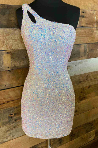 Impresionante vestido de fiesta con lentejuelas rosa intenso SYH19