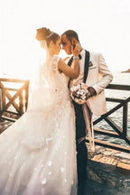Summer Bohi Chiffon Flowy sleeveless Tulle Wedding Dress by misshow.com