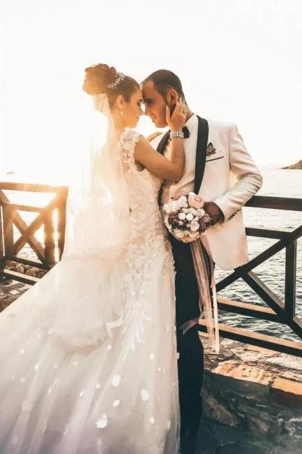 Summer Bohi Chiffon Flowy sleeveless Tulle Wedding Dress by misshow.com