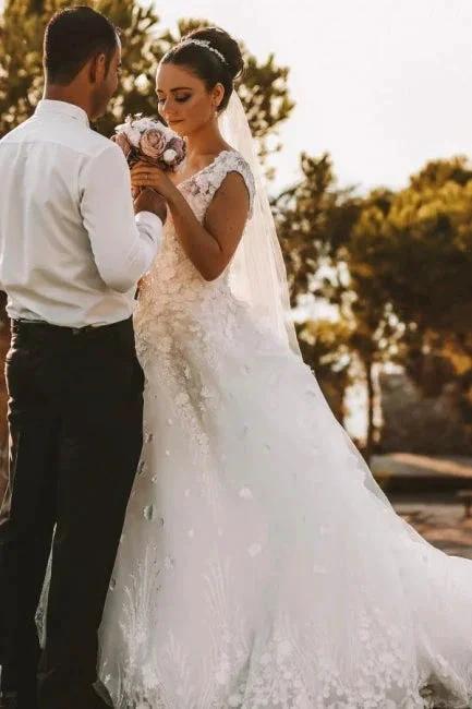 Summer Bohi Chiffon Flowy sleeveless Tulle Wedding Dress by misshow.com